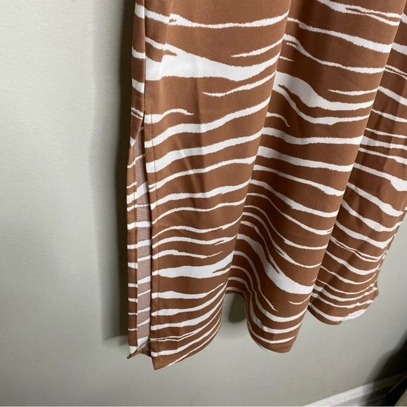 ✨NWT A New Day Cream Tan Zebra Animal Print Satin Slip Midi Dress Women's XXL - Picture 9 of 12